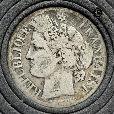 1871 - 1895 ? (A). 1 Franc silver France III Republic  Coin. M Paris ¡Nice Rare! - Image 1 of 4