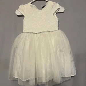 Pink & violet girls all white dress size 6 - Picture 1 of 6