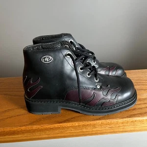 Harley Davidson Flaming Side Lace Up Leather Motorcycle Boots Grunge Y2K Punk 7 - Picture 1 of 7