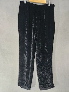 Silkland Petite 8P Black Velvet Silk Blend Pants Trousers Pullup Velour  - Picture 1 of 7