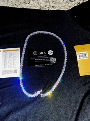 Flawless Rated GRA Certified Moissnaite Tennis Chain 6.5MM 20 Inch  Passes Test - Image 1 of 4