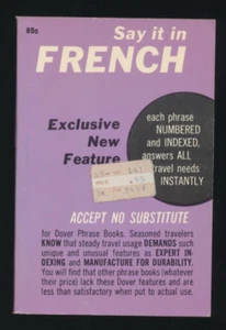 Say It In French Dover Phrase Book - Small Pocket Size Vintage 1962 Travel Book - Picture 1 of 4