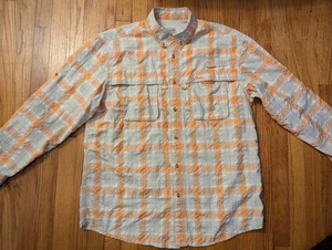 LL Bean Herren Langarm Hemd Large orange belüftet kariert Wandern Angeln - Bild 1 von 4