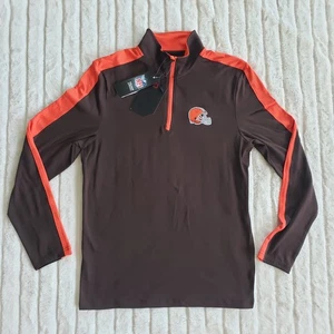 Men's Cleveland Browns Antigua Brown Quarter-Zip Pullover Top Size Small - Picture 1 of 5