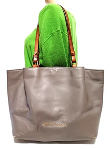 DOONEY & BOURKE CITY FLYNN TAUPE LEATHER LARGE TOTE SHOULDER HANDBAG - Picture 1 of 18