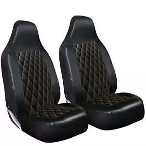 FÜR TOYOTA AYGO - LUXUS SCHWARZ GESTEPPT DIAMANT LEDER AUTOSITZBEZÜGE VORNE PAAR - Bild 1 von 2