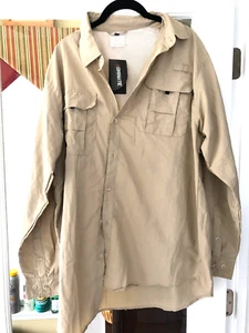 Men's Outdoor Long Sleeve Shirt Size L Roll Tab Sleeve Vented Tan NEW - Picture 1 of 3
