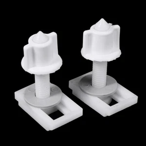 2Pcs White Plastic Toilet Seat Screws and Nuts with Rubber Washers Hinge Bolts - Picture 1 of 12