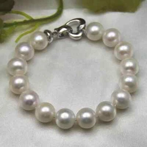 12-13mm real natural Australian south sea white round pearl bracelet 7.5-8 inch - Picture 1 of 6