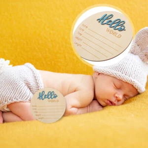 Baby Announcement Wooden Sign Birth Announcement Round Sign Baby Name Sign - Picture 1 of 12