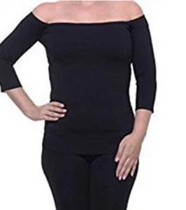 Rachel Roy Womens Black Off Shoulder Sweater Size S 3/4 Sleeve Knitwear Pullover - Picture 1 of 7