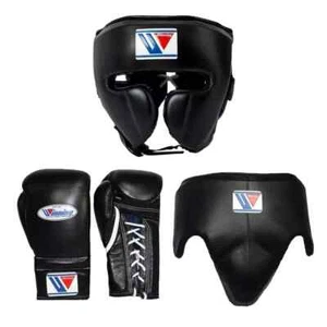 Winning-Style Sparring Kit – Genuine Cowhide Leather Gloves, Headgear & Groin - Picture 1 of 24
