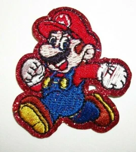 Nintendo Video Game MARIO~Embroidered Patch~2" x 1 7/8"~Iron or Sew On~Glitter - Picture 1 of 1