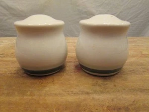 PAIR SALT AND PEPPER SHAKERS Pfaltzgraff USA Sky Blue Banded Pattern S&P's - Picture 1 of 4