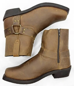 Dingo Rev Up Gaucho Vollnarbenleder Motorrad Seitenreißverschluss Stiefel Herren 8W - Bild 1 von 3