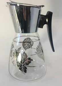 Colony Carafe Pitcher Platinum Silver Leaf Designs Mid Century Modern Chrome MCM - Picture 1 of 22