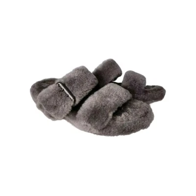 UGG Women's Fuzz Yeah Slide Slippers Gray Fur Sandals Flat Size 10 - Image 1 of 4