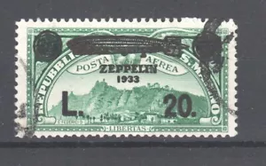 San Marino ~ 1933 Air Mail Zeppelin surcharge FORGERY Sc# C16 Used (A882) - Picture 1 of 2