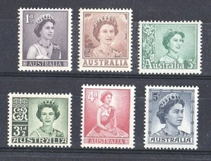 AUSTRALIA 1959-62 QUEEN ELIZABETH II DEFINITIVE ISSUE COMPLETE SET OF 6 MUH - Picture 1 of 1