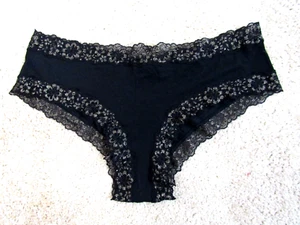 Panty Victoria's Secret descarado de algodón suave para mujer talla XL NUEVO CON ETIQUETAS negro con acento dorado - Imagen 1 de 5