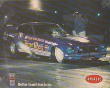 1977 Raymond Beadle signed Amalie "Blue Max" Mustang FC Hero Card PLEASE READ