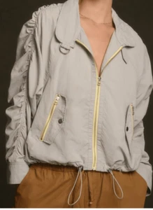 Anthropologie Daily Practice Jacket Pop Damen Medium grau grün gerafft Y2K - Bild 1 von 13