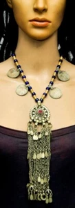 Banjara Vintage Kuchi Handmade Tribal Boho Glass Beads Coins Pendant Necklace - Picture 1 of 4