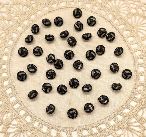 Antique Victorian Black Glass Buttons - 3/8" Diameter Cover