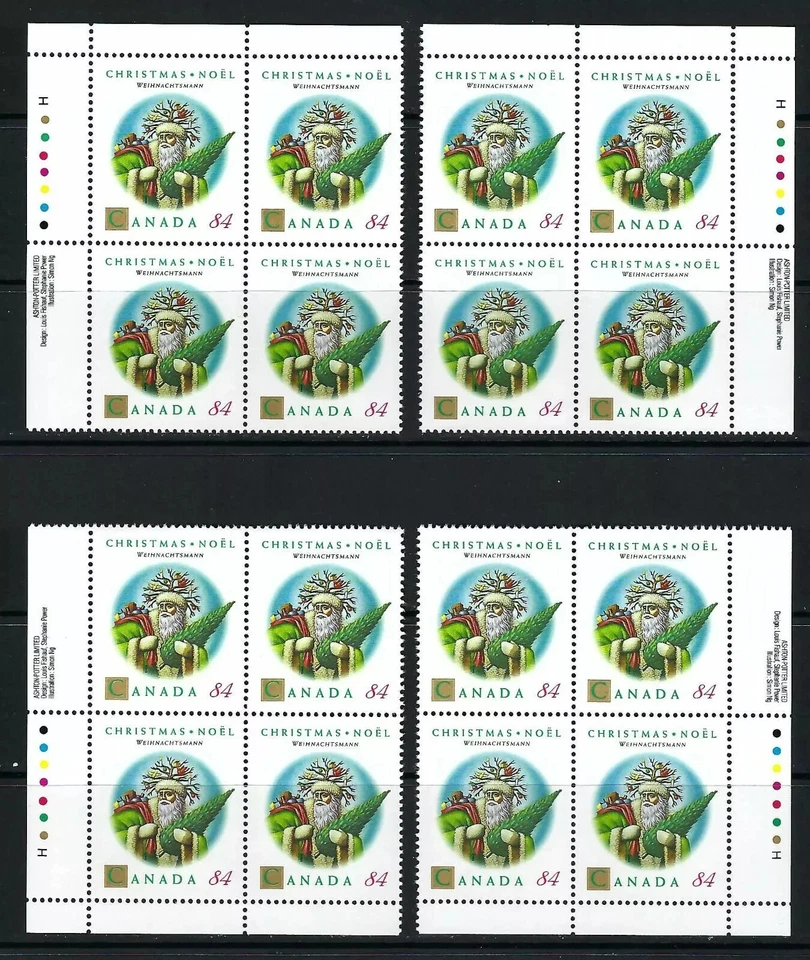 Canada - Scott 1454 - Matched Set of Plate Blocks - Christmas - 1992 - Image 1 of 1