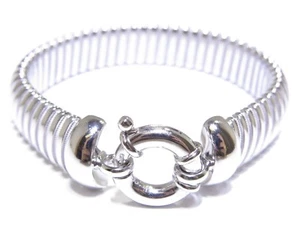Ladies Silver .925 Beautiful Flexible Stunning Round Lock Unique Bracelet - Imagen 1 de 6