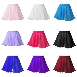 Girl Ballet Dance Basic Chiffon Wrap Skirt Kid Skate Circular Pull-On Tutu Skirt - Picture 1 of 58