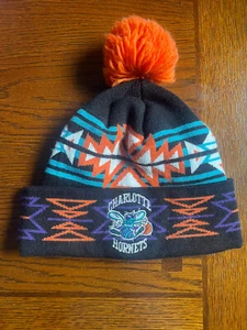 Mitchell & Ness Adult NBA Charlotte Hornets Tribal Cuffed Knit Pom Hat - Picture 1 of 6