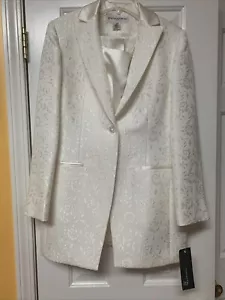 Vtg NWT 3pc Jones New York Suit White Jacquard Skirt Blazer Top Sz 10P $640 - Picture 1 of 19