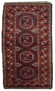 Handmade antique Afghan Baluuch rug 3.3' x 5.6' ( 100cm x 170cm ) 1900s - 1C357 - Picture 1 of 10