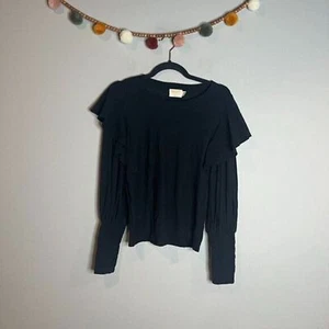 Nation LTD Reeve viktorianische schwarze Bluse mit Rüschenärmeln - Bild 1 von 6