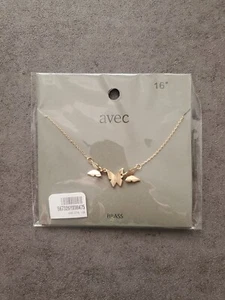 avec Gold Color Brass 16" Butterfly Necklace - Picture 1 of 5