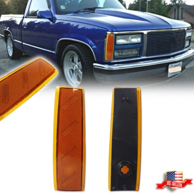 2 luces de esquina marcadoras laterales delanteras con lente ámbar para 88-93 GMC C1500 C2500 C3500 Foto 1 de 4