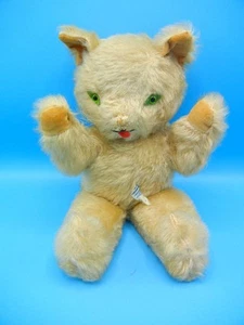 Vintage Knickerbocker Kitty Kuddles Tagged Stuffed Plush Cat Tan Ears Paws 13" - Picture 1 of 10