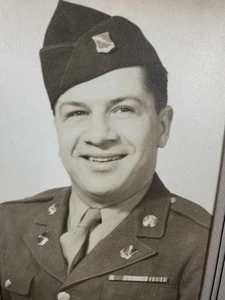 WWII U.S. Army Soldier Portrait Photo Sepia Mounted Frame 1940s Military Uniform - Picture 1 of 12