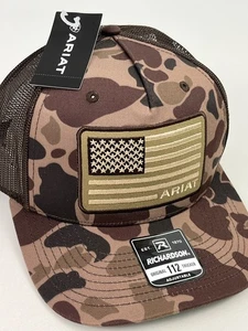Ariat Original 112 Truckermütze USA Flagge Patch grün Tarnmuster Einheitsgröße, Netz neu mit Etikett - Bild 1 von 7