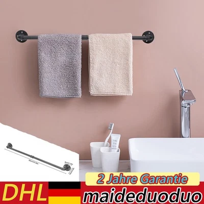 Retro Iron Pipe Design Wall Shelf Towel Rail Hook Red Wine Holder Rack NEW - Image 1 of 4