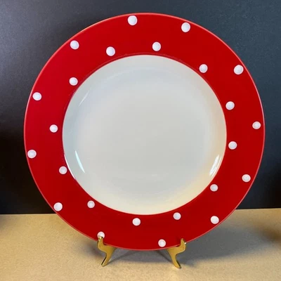 Spode Baking Days Red with White Dots Dinner Plates 10 3/4" - Single - Image 1 of 4