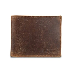 , Mens Bifold Leather Wallet, Distressed Western, RFID Blocking, Attached Fli... - Bild 1 von 7