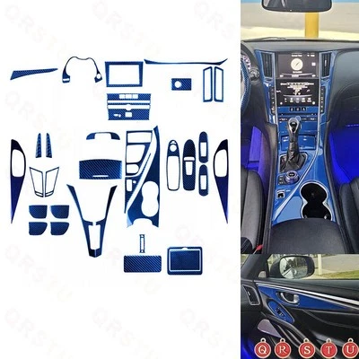 Conjunto de acabamento decorativo interior fibra de carbono azul para Infiniti Q50 Q60 2014+ 29 peças - Imagem 1 de 4