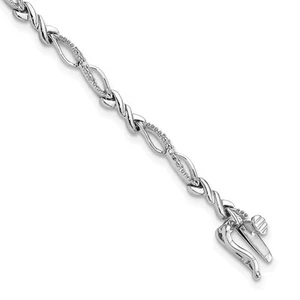 Diamond Twisted Loop Bracelet in Sterling Silver -7 Inch - Picture 1 of 6