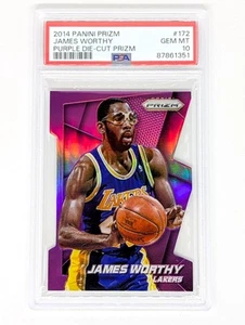 2014-15 Panini Prizm Purple Die-Cut Prizm #172 James Worthy /139 PSA 10 Lakers - Foto 1 di 2