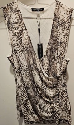 Nuevo con etiquetas Nuevo Top Forrado Estampado Piel de Serpiente Sin Mangas Cable y Calibre Talla M Foto 1 de 4