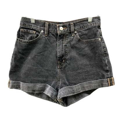 BDG Urban Outfitters Mom High Rise Denim Shorts Womens 29 Black Roll Cuff - Image 1 of 4