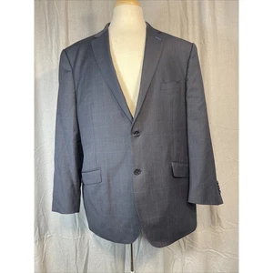 Jos A Bank 1905 Navy Blue Plaid Wool Sport Coat Blazer 46R Office Evening - Picture 1 of 10