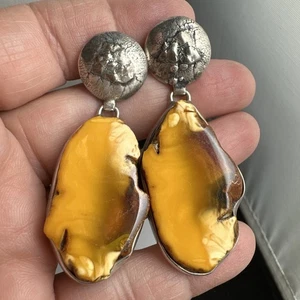 Stunning artisan sterling silver amber pierced earrings - Picture 1 of 12
